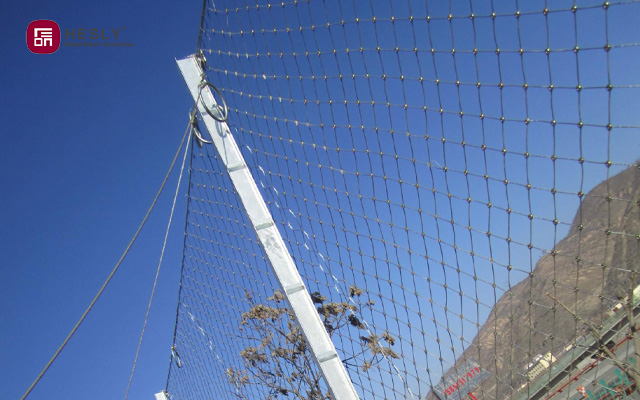wire rope mesh rockfall barrier