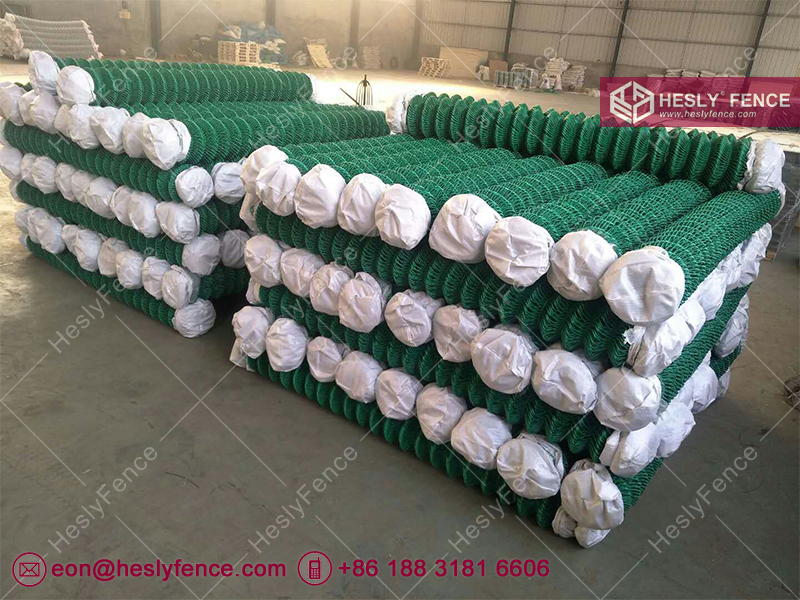 Green PVC coated chain link mesh